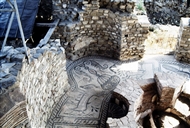 Στόβοι, αρχαία-πρωτοβυζαντινή πόλη: Στο περίκεντρο Βαπτιστήριο της Επισκοπικής βασιλικής (Ιούνιος 1996)