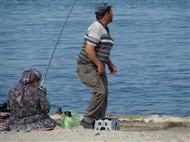 Old couple fishing at the Dardanelles