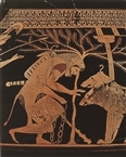 Herakles and the three-headed Κerberos, detail