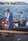 Floating fish shops at the point where the Bosphoros meets the Golden Horn (May 1985)