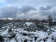 The Theodosian (or Double) Walls of Constantinople in a snowy day