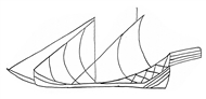 Graffito of two-masted vessel of the 14th c. on the outside wall of the apse of the Hagia Sophia church in Trebizond
