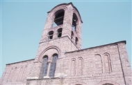 Bogorodica Ljeviška, Prizren (March 1983). The bell tower at the west part (the façade) of the 14th century royal church