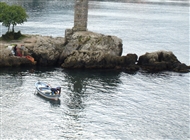 Fishing near the rocks of the Western port (Küçük Liman) of Amasra