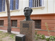 The famous Greek poet from Alexandria at the garden of the Consulate General of Greece in Alexandria (2020): The bust of Constantine Cavafy