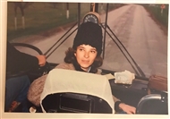 Marianna Koromila at a tourist-bus in Romania (April 1987)