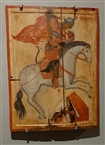 Saint Mercurios killing the (pagan) Emperor Julian: Portable icon of the 15th century