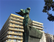 The bronze monument of Antonis and Domna Visvisi in Thessaloniki