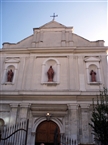 The façade of the church with the statues