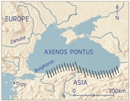 The Axenos Pontus and the southern coast of the Inhospitable Sea