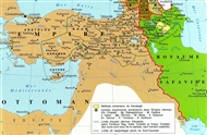 Eastern section of the Ottoman Empire and the Safavid Kingdom of Persia in 1639.