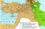 Eastern section of the Ottoman Empire and the Safavid Kingdom of Persia in 1639.