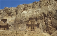 Naqsh-e Rostam. Darius’ Tomb (the facade) under reconstuction (in 2000)