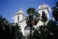 The facade and bell towers of the Holy Trinity in Kadıköy