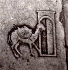 Η καμήλα, λεπτομ. από την ταφόπλακα του μπακάλη Κουτσοκωνσταντή, 1838 (φωτ του 1987)