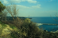 Από τη Σπηλιά «του Κύκλωπα»: Το λιμανάκι της Μάκρης και στο βάθος η Αλεξανδρούπολη (το 2003)