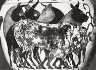 Οι αγελάδες του Γηρυόνη (από άθλο του Ηρακλή), λεπτομέρεια χαλκιδικού αμφορέα