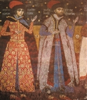 Κωνσταντινοπολίτες μεγαλέμποροι στη Μονή Μπάτσκοβο, τοιχογραφία του 1643