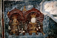 Σουμελά. Λεπτομέρεια από την τοιχογραφία του αγίου Γεωργίου: ο βασιλιάς και η βασίλισσα