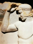 ΕΑΜ. Αναθηματικό ανάγλυφο αθλητή από το ιερό της Αθηνάς στο Σούνιο (γύρω στο 460 π.Χ.)