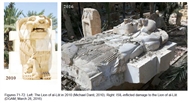 Παλμύρα 2016: Κατακρεουργημένη η λεοντόμορφη θεά Αλλάτ από τους Τζιχαντιστές του ISIS (δεξιά) και δίπλα μια παλαιά εικόνα