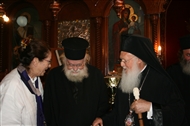 Στον Άγιο Μηνά μετά τη Θ. Λειτουργία: Η ΑΘΠ ο Οικουμενικός με τον  π. Μελέτιο (Σακκουλίδη) και τη Μ. Κορομηλά, Νοέμβριος του 2008