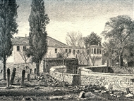 Η Μονή της Πηγής (Μπαλουκλιώτισσα) από την πλευρά των νεκροταφείων στην περιοχή Μπαλουκλί, δεκαετία 1880