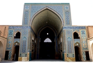 Γιαζντ, στο Τζαμί της Παρασκευής: Το γαλαζοπράσινο αϊβάν, γενικό (μακρινή λήψη)